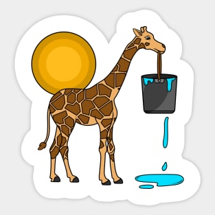 Giraffe with Bucket of Water Sticker